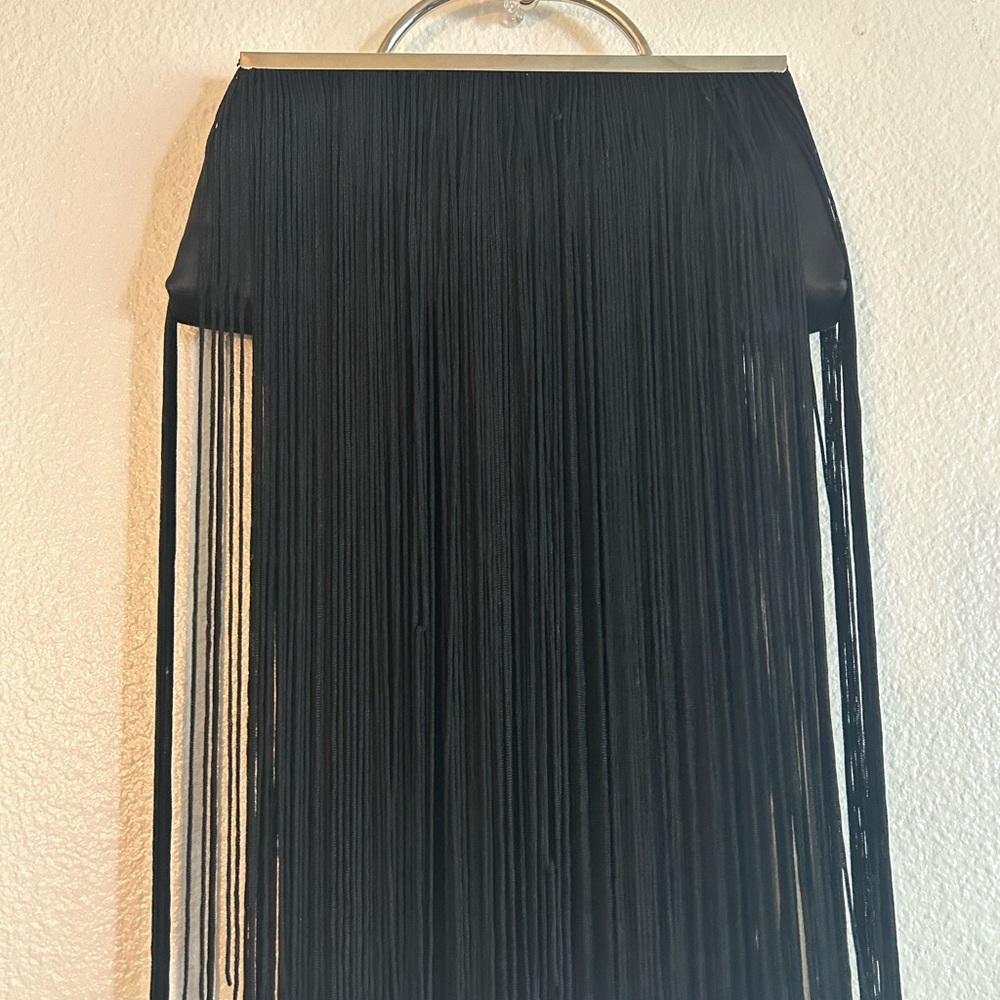La Regale Black Fringe Evening Bag